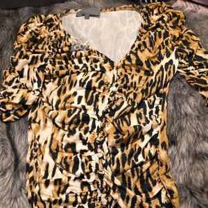 Sunday in Brooklyn Animal Print Ruched Blouse